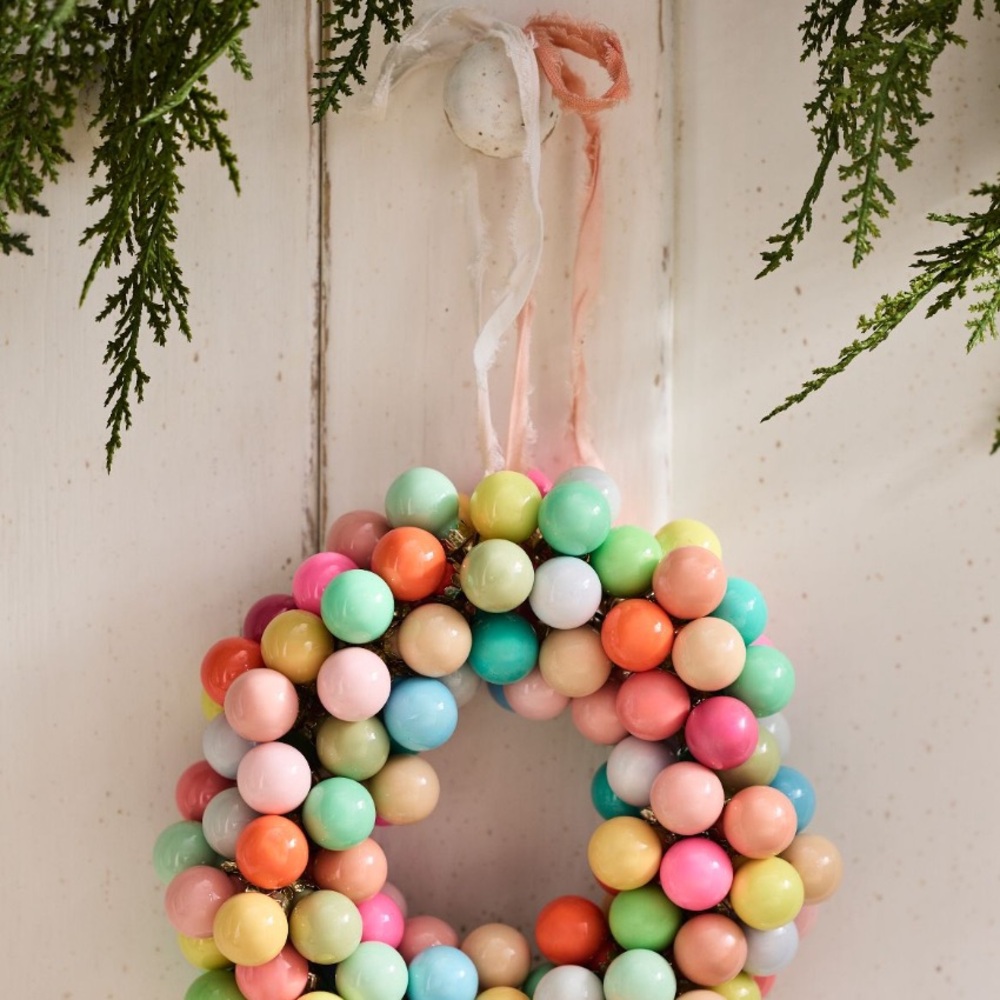 LAST ONE🔥Anthropologie Multicolor Bauble Wreath - Picture 7 of 8